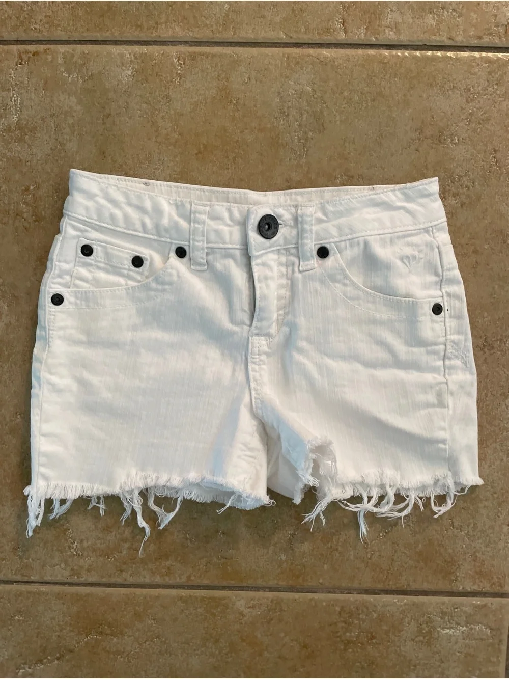 Justice Simply Low White Jean Frayed Shorts Girls Size 10R